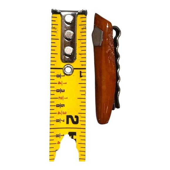 Old Amber Tie Clasp Clip Cufflinks Sterling Vtg Baltic Honey Stone Butterscotch - Picture 5 of 6